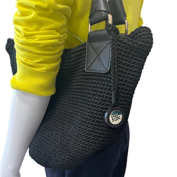 The Sak brand shoulder bag in black woven knit medium size great condition - Picture 4 of 7